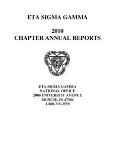 ETA SIGMA GAMMA 2010 CHAPTER ANNUAL REPORTS ETA SIGMA GAMMA NATIONAL OFFICE