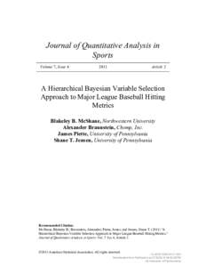Journal of Quantitative Analysis in Sports Volume 7, Issue