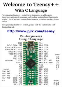 Welcome to Teensy++ With C Language Programming Teensy++ with C provides access to all features. Experience with the C language and reading technical specifications is helpful. For a beginner oriented environment, Arduin