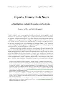 DOI: http://dx.doi.org1460728XLegal Ethics, Volume 17, Part 2 Reports, Comments & Notes A Spotlight on Judicial Regulation in Australia