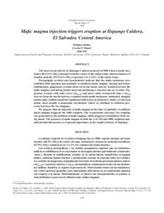 Geological Society of America Special PaperMafic magma injection triggers eruption at Ilopango Caldera, El Salvador, Central America