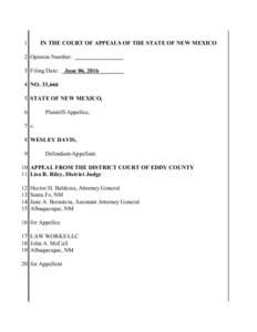 1  IN THE COURT OF APPEALS OF THE STATE OF NEW MEXICO 2 Opinion Number: 3 Filing Date: June 06, 2016
