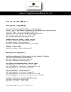    Jackson-Triggs Okanagan Estate Awards  