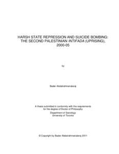 HARSH STATE REPRESSION AND SUICIDE BOMBING: THE SECOND PALESTINIAN INTIFADA (UPRISING), by