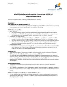 [removed]Telecon#14/Summary World Data System Scientific Committee (WDS-SC) Teleconference #14