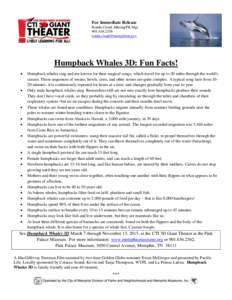 For Immediate Release Ronda Cloud, Mkting/PR MgrHumpback Whales 3D: Fun Facts!