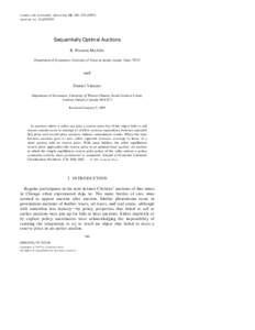 GAMES AND ECONOMIC BEHAVIOR ARTICLE NO. 18, [removed] Ž[removed]GA970529