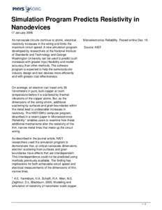 Simulation Program Predicts Resistivity in Nanodevices