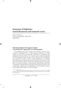 Scenarios of Sulpiciae: moral discourses and immoral verses Judith P. Hallett University of Maryland, College Park 