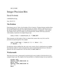WG 14, N1848  Integer Precision Bits David Svoboda [removed] Date: [removed]