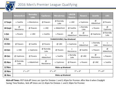 2016	
  Men’s	
  Premier	
  League	
  Qualifying Abbotsford Burnaby	
   Lake