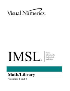   Math/Library Volumes 1 and 2  Fortran