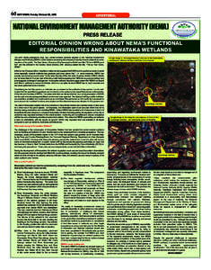 60 NEW VISION, Monday, February 02, 2015  ADVERTORIAL NATIONAL ENVIRONMENT MANAGEMENT AUTHORITY (NEMA) PRESS RELEASE