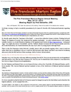 The Five Franciscan Martyrs Region Annual Meeting