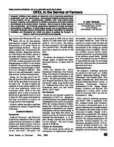 Indian Journal of Fertilisers, Vol. 2 (1), April 2006, pppages)  GFCL in the Service of Farmers Inorganic fertilisers have played an important role in improving agricultural productivity over the last 40 years