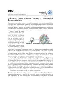 Distributed Computing Prof. R. Wattenhofer Advanced Topics in Deep Learning - Disentangled Representations