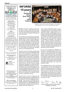 Editorial Sustainable Energy News ISSNPublished by: INFORSE-Europe