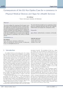 en34  Original Article Consequences of the EU Ker-Optika Case for e-commerce in Physical Medical Devices and Apps for eHealth Services