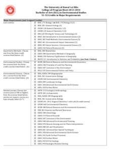    The	
  University	
  of	
  Hawai‘i	
  at	
  Hilo	
   College	
  of	
  Program	
  Sheet	
  2013-­2014	
   Bachelor	
  of	
  Arts	
  (B.A.)	
  in	
  Environmental	
  Studies	
   51-­52	
  Credits