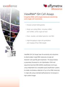 excellence ViewRNA® ISH Cell Assays Visualize RNA with single-molecule sensitivity and single-cell resolution  Analyze sample heterogeneity