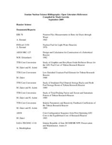Iranian Nuclear Science Bibliography: Open Literature References
