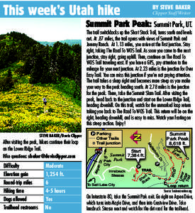 This week’s Utah hike  BY STEVE BAKER Clipper Staff Writer  Summit Park Peak: Summit Park, UT.