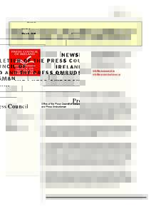Issue 5 March 2010 NEWSLETTER OF THE PRESS COUNCIL OF IRELAND AND THE PRESS OMBUDSMAN
