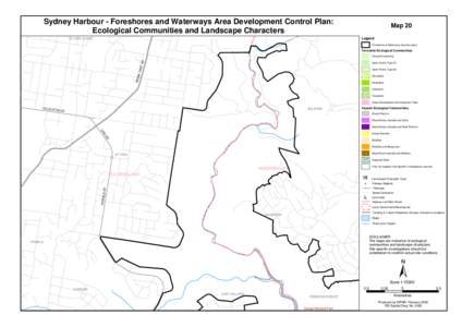 Sydney Harbour - Foreshores and Waterways Area Development Control Plan: Ecological Communities and Landscape Characters Map 20 Legend