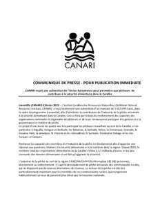 COMMUNIQUE DE PRESSE - POUR PUBLICATION IMMEDIATE CANARI reçoit une subvention de l’Union Européenne pour permettre aux pêcheurs de contribuer à la sécurité alimentaire dans la Caraïbe Laventille (CANARI) 6 fév