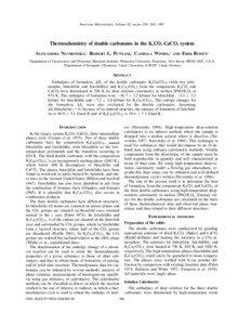 American Mineralogist, Volume 82, pages 546–548, 1997  Thermochemistry of double carbonates in the K2CO3-CaCO3 system