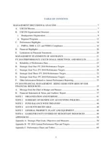 TABLE OF CONTENTS MANAGEMENT DISCUSSION & ANALYSIS .......................................................................... 7 A. USCCR Mission............................................................................
