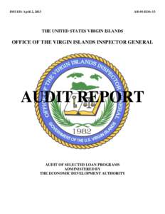 ISSUED: April 2, 2013  AR-01-EDA-13 THE UNITED STATES VIRGIN ISLANDS