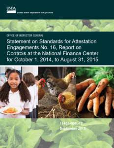 United States Department of Agriculture  OFFICE OF INSPECTOR GENERAl Statement on Standards for Attestation Engagements No. 16, Report on