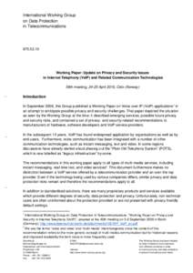 Working Paper - Update on Privacy and Security Issues in Internet Telephony (VoIP) and related Communication Technologies (commented OPC)