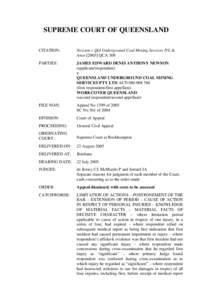 SUPREME COURT OF QUEENSLAND CITATION: Newson v Qld Underground Coal Mining Services P/L & AnorQCA 308