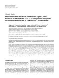 The Preoperative Maximum Standardized Uptake Value Measured by 18F-FDG PET/CT as an Independent Prognostic Factor of Overall Survival in Endometrial Cancer Patients