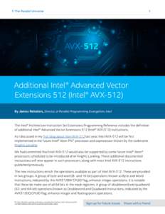 The Parallel Universe  1 Additional Intel® Advanced Vector Extensions 512 (Intel® AVX-512)