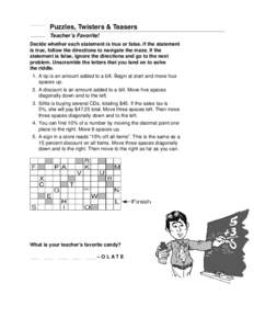 Microsoft Word - puzzles_twistersLesson 7-7 Percents