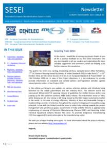 SESEI  Newsletter EUROPE I NOVEMBER 2013 | ISSUE 02  Seconded European Standardization Expert in India