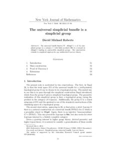 New York Journal of Mathematics New York J. Math–60. The universal simplicial bundle is a simplicial group David Michael Roberts