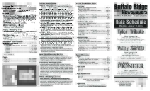 Policies & Regulations  A Wide-Area Advertising Supplement to Southwestern Minnesota Newspapers Circulation