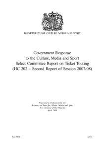 DEPARTMENT FOR CULTURE, MEDIA AND SPORT  Government Response