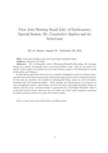 First Joint Meeting Brazil Italy of Mathematics Special Session, S6: Comutative Algebra and its Iteractions Rio de Janeiro, August 29 - September 02, 2016 Title: Universal Gr¨obner bases and Cartwright-Sturmfels ideals 