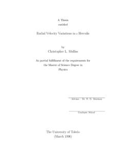 A Thesis entitled Radial Velocity Variations in ι Herculis  by