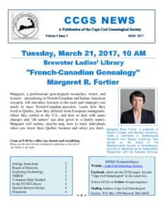 Tuesday, March 21, 2017, 10 AM Brewster Ladies’ Library 