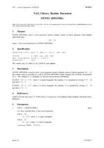 F07 – Linear Equations (LAPACK)  F07FEF NAG Library Routine Document F07FEF (DPOTRS)