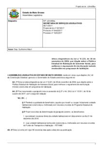 Projeto de lei - c2mrd0ba  Estado de Mato Grosso Assembleia Legislativa Despacho