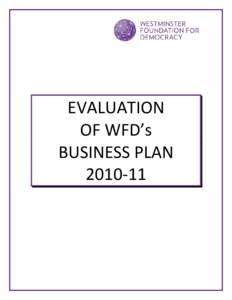 EVALUATION OF WFD’s BUSINESS PLAN[removed]  CONTENTS