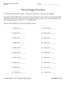 Percentage Practice Worksheet 2