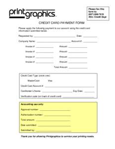 Credit Card Payment Form 0607